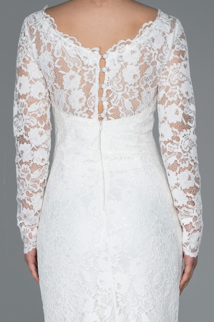 Robe de Soirée Longue Lacé Blanc ABU1571