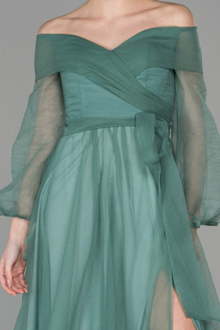 Robe de Fiançaille Longue Turquoise ABU1468