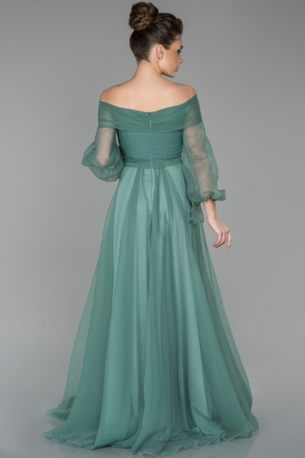 Robe de Fiançaille Longue Turquoise ABU1468