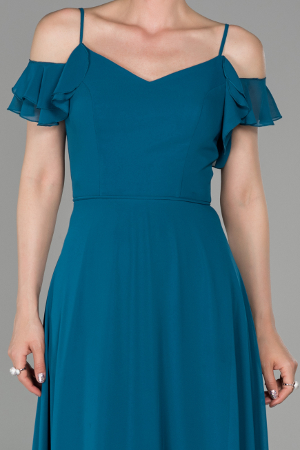 Robe de Soirée Longue Vert Pétrole ABU1600