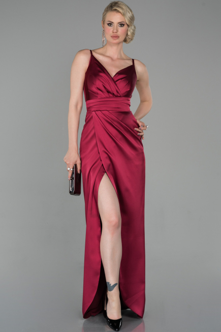 Robe De Fiançaille Longue Couleur Cerise ABU564