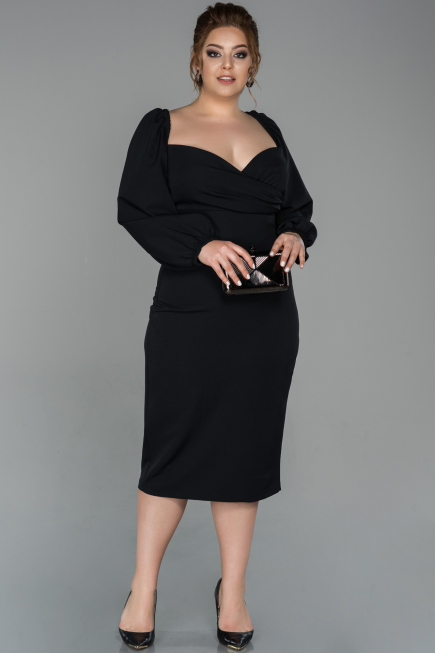 Robe Grande Taille Midi Noir ABK930