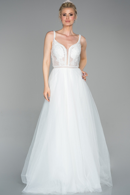 Robe de Soirée Longue Blanc ABU1636
