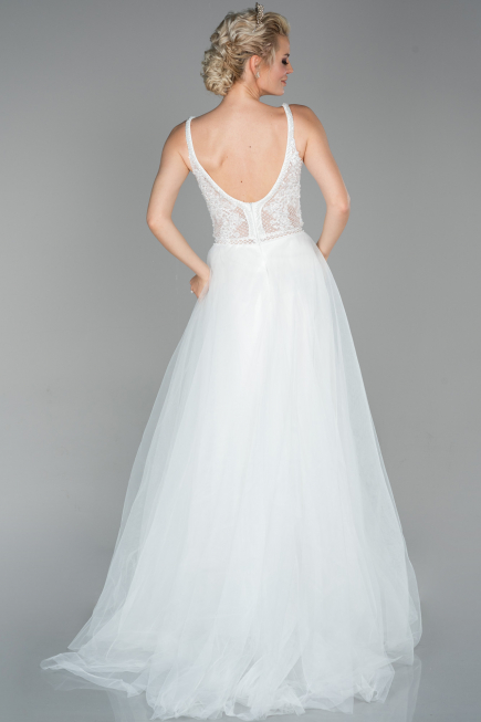 Robe de Soirée Longue Blanc ABU1636
