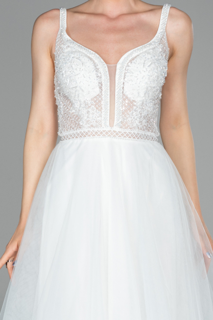 Robe de Soirée Longue Blanc ABU1636