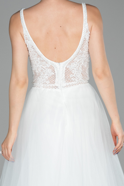 Robe de Soirée Longue Blanc ABU1636