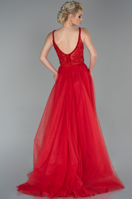 Robe de Soirée Longue Rouge ABU1636