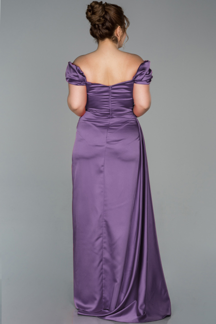 Robe de Soirée Grande Taille Longue Satin Lavande ABU1626