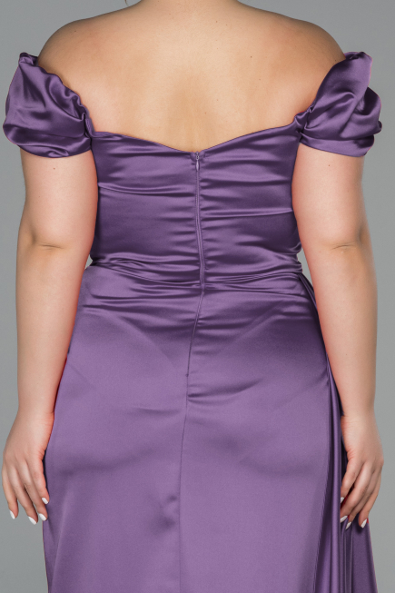 Robe de Soirée Grande Taille Longue Satin Lavande ABU1626