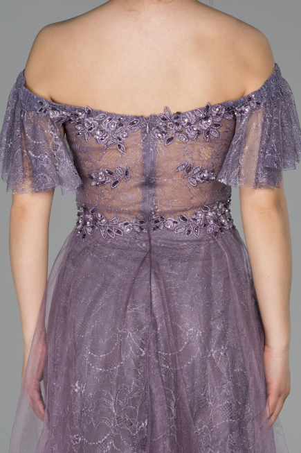 Robe de Soirée Longue Dantelle Lavande ABU1666