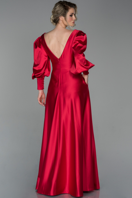 Robe de Soirée Longue Satin Rouge ABU1695