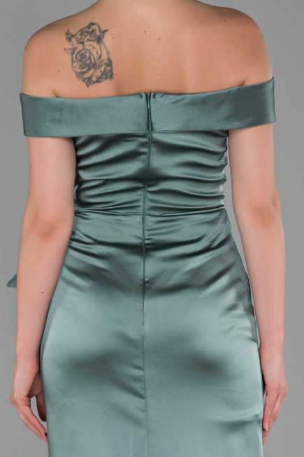 Robe de Soirée Longue Satin Turquoise ABU1713