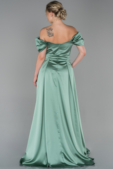 Robe de Soirée Longue Satin Turquoise ABU1716