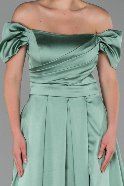 Robe de Soirée Longue Satin Turquoise ABU1716