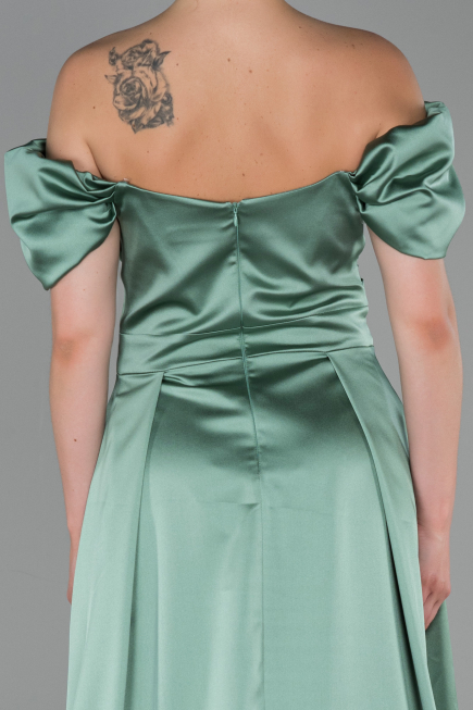 Robe de Soirée Longue Satin Turquoise ABU1716