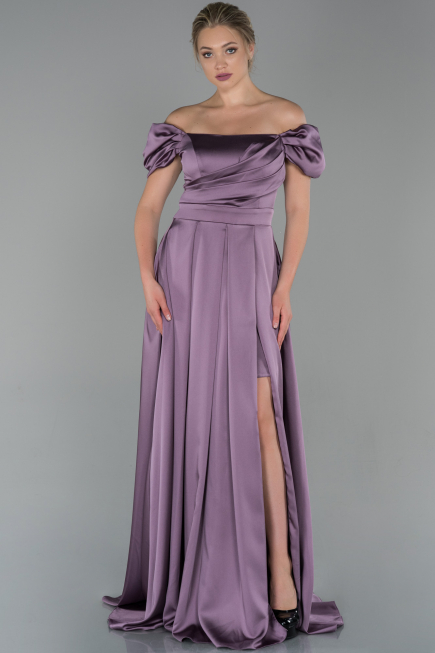Robe de Soirée Longue Satin Lavande ABU1716