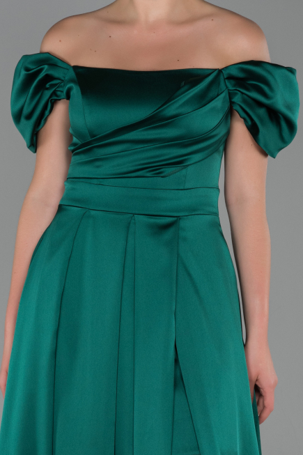 Robe de Soirée Longue Satin Émeraude ABU1716
