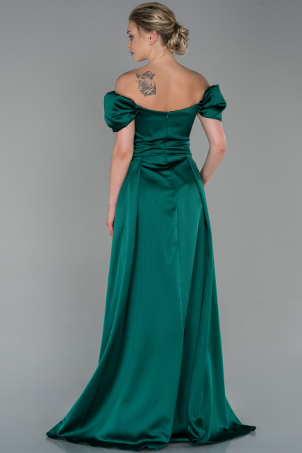 Robe de Soirée Longue Satin Émeraude ABU1716
