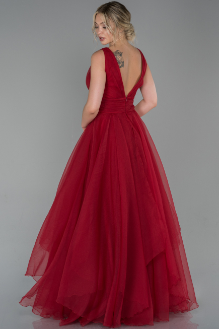 Robe de Soirée Longue Rouge Bordeaux ABU1727