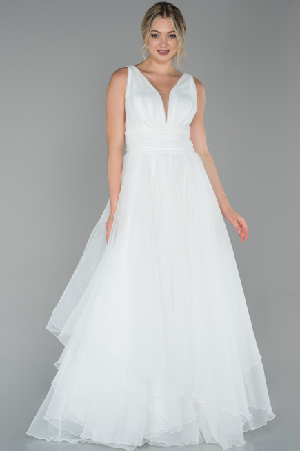 Robe de Soirée Longue Blanc ABU1727