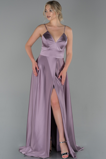 Robe de Fiançaille Satin Longue Lavande ABU1458