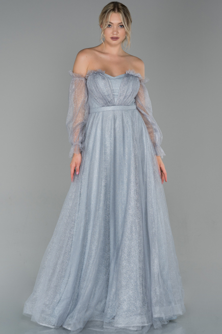Robe de Soirée Longue Gris ABU1730