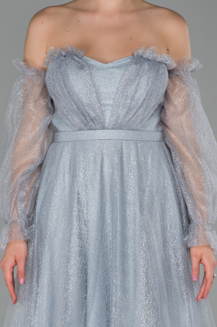 Robe de Soirée Longue Gris ABU1730