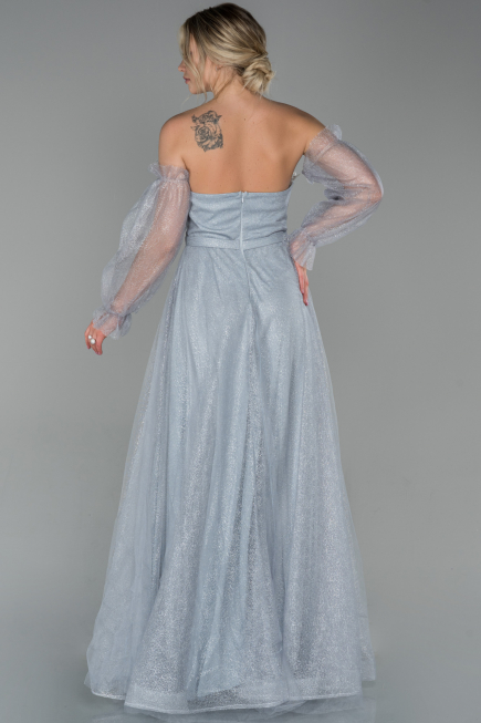 Robe de Soirée Longue Gris ABU1730