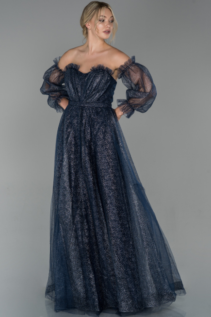 Robe de Soirée Longue Bleu Marine ABU1730