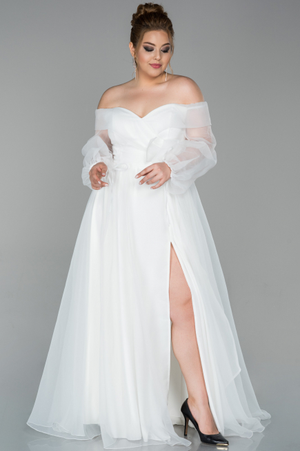 Robe Grande Taille Longue Blanc ABU1535