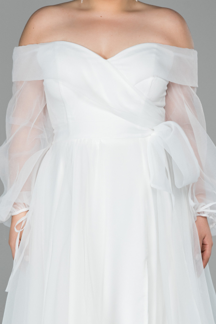 Robe Grande Taille Longue Blanc ABU1535