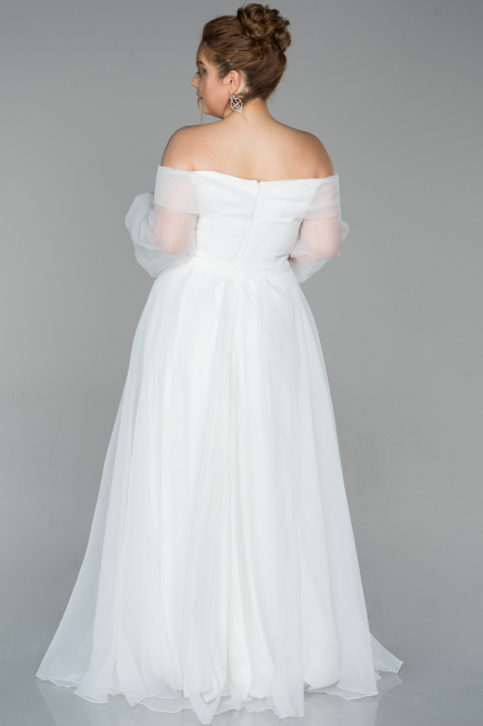 Robe Grande Taille Longue Blanc ABU1535