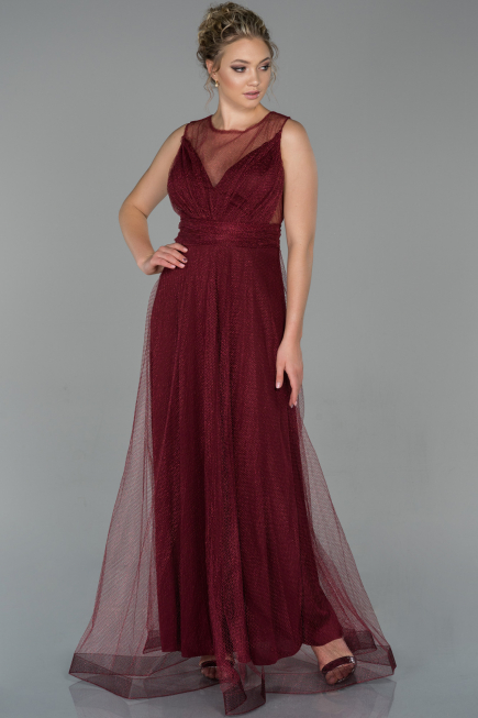 Robe de Soirée Longue Rouge Bordeaux ABU1826