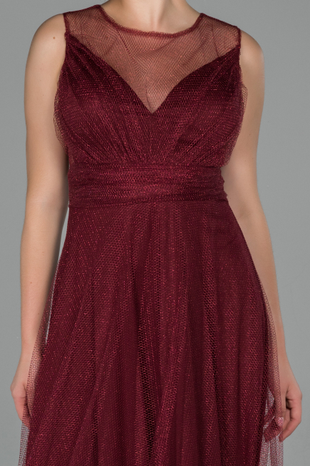 Robe de Soirée Longue Rouge Bordeaux ABU1826