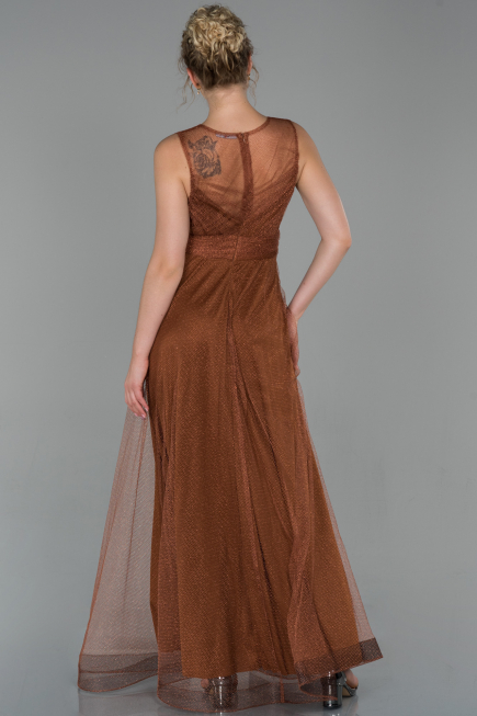 Robe de Soirée Longue Marron clair ABU1826
