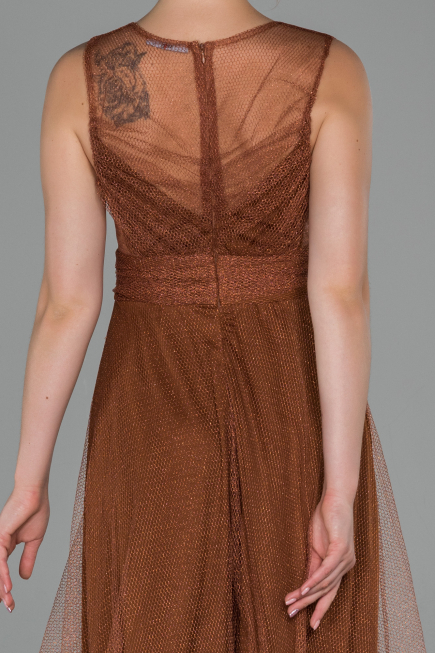 Robe de Soirée Longue Marron clair ABU1826