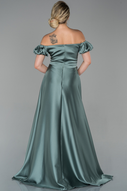 Robe de Soirée Longue Satin Turquoise ABU1840