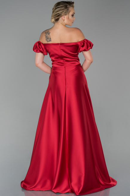 Robe de Soirée Longue Satin Rouge ABU1840