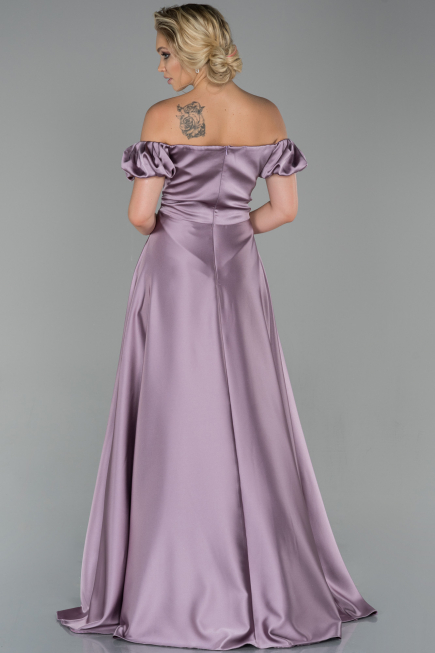 Robe de Soirée Longue Satin Lilas ABU1840