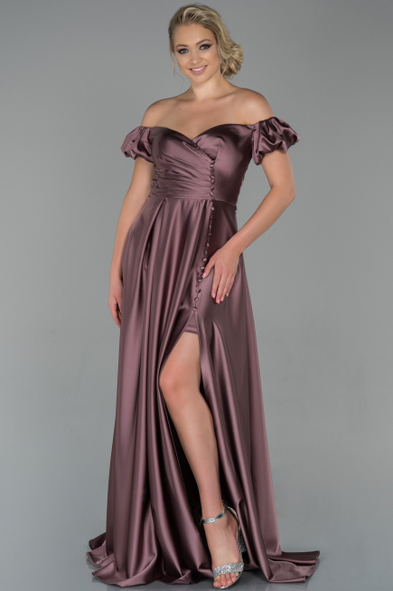 Robe de Soirée Longue Satin Vison ABU1840