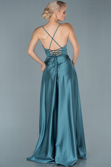 Robe De Soirée Satin Longue Mildew Green ABU1843