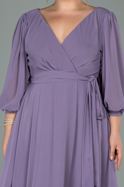 Robe Grande Taille Midi Mousseline Lavande ABK1083