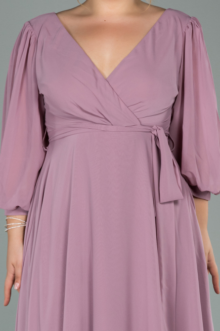 Robe Grande Taille Midi Mousseline Couleur Rose ABK1083