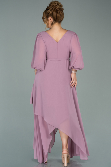 Robe Grande Taille Midi Mousseline Couleur Rose ABK1083