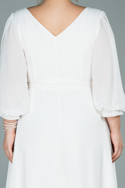 Robe Grande Taille Midi Mousseline Blanc ABK1083