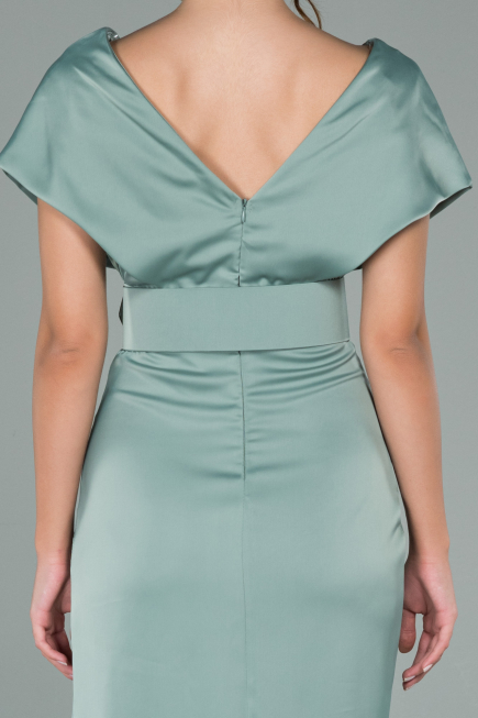 Robe de Cérémonie Courte Satin Turquoise ABK1107