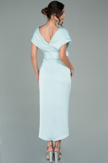 Robe de Cérémonie Courte Satin Menthe ABK1107