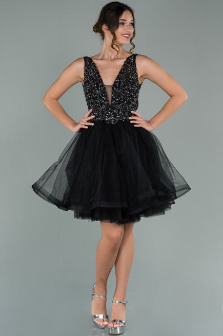 Robe de Cérémonie Courte Noir ABK1108