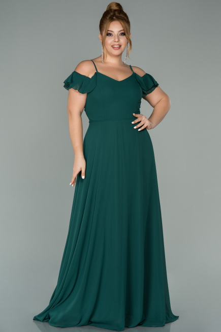 Robe Grande Taille Longue Mousseline Émeraude ABU1892