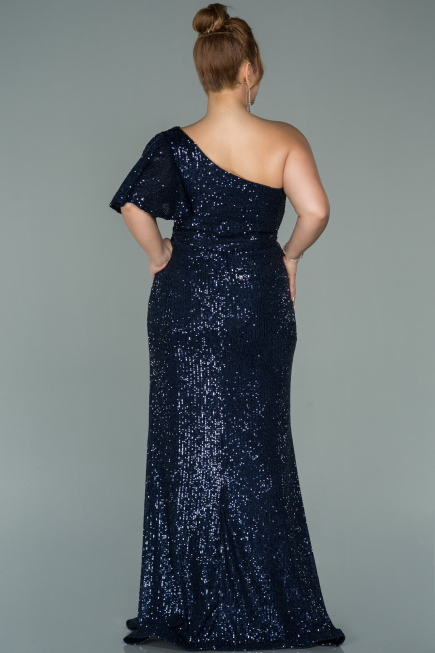 Robe Grande Taille Longue Bleu Marine ABU1893